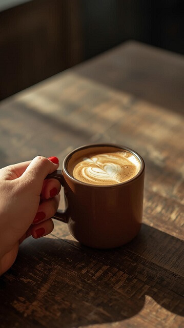 Cortado na stole šálek